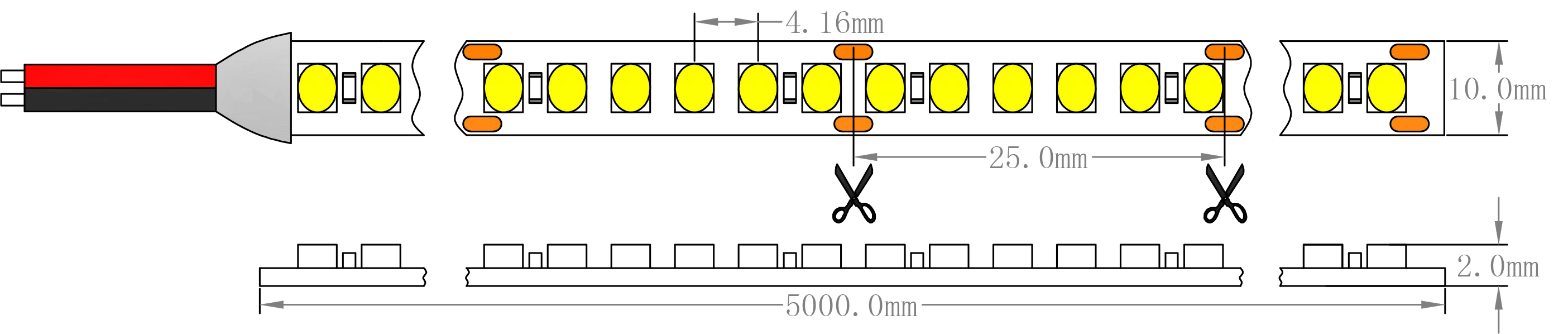 SMD1210 240LEs 24V Dimensie